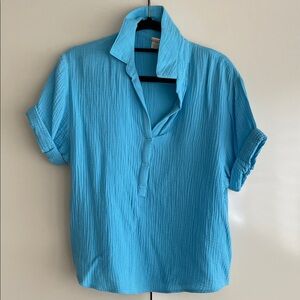Magaschoni teal blue 100% organic cotton top size S/P